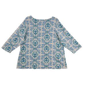Croft & Barrow 1X Womens Blue Floral Pattern Cotton Top